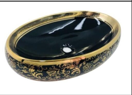 Wash Basin Gold Black Glossy