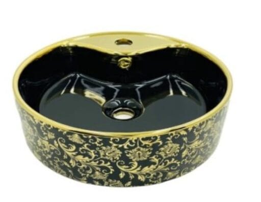 Wash Basin Gold Black Glossy