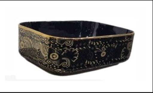 Wash Basin Gold Black Glossy