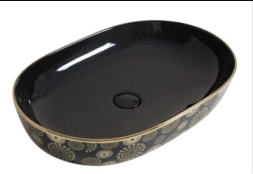 Wash Basin Gold Black Glossy