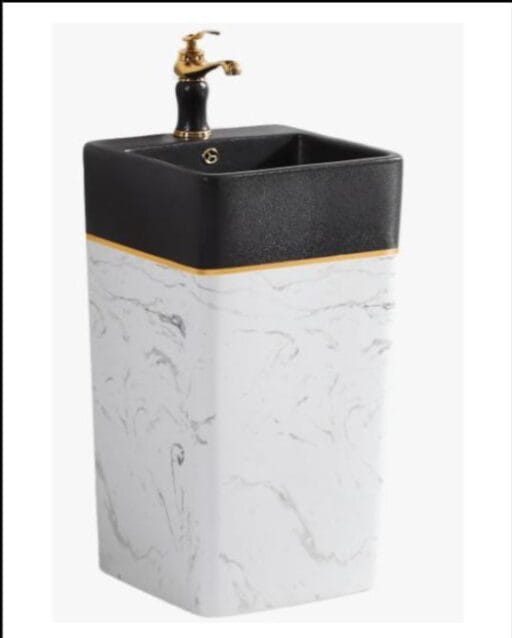 Standing Wash White & Black Glossy Marble
