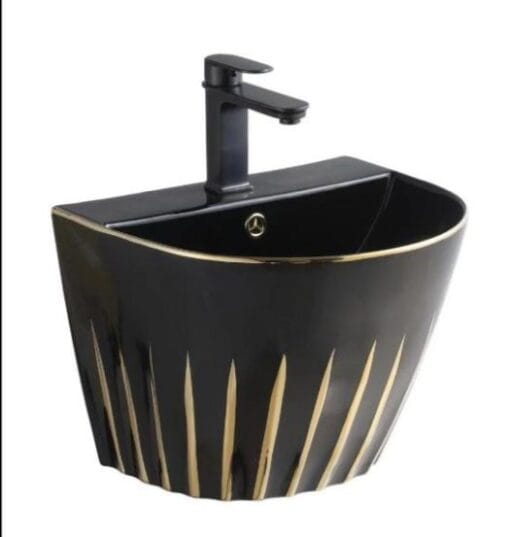 Standing Wash Basin Black & Gold