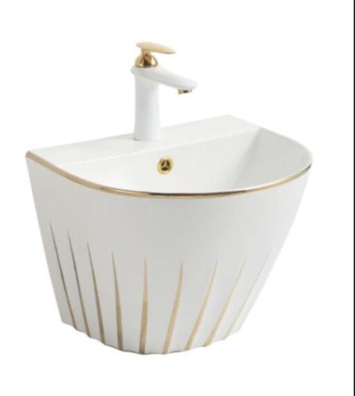 Standing Wash Basin White & Rosegold