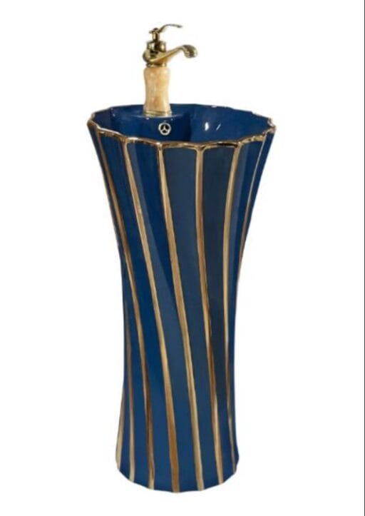 Standing Wash Basin Blue & Gold