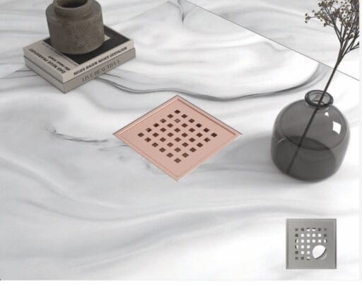 Floor Drain 304 Grade Steel 5 x 5 Inch Rose Gold Color