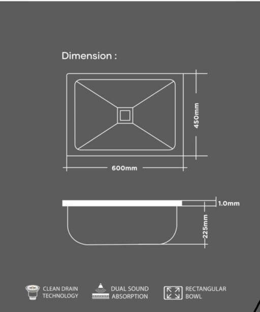 MODULAR SS KITCHEN SINK 24X18X9 INCH - Image 2