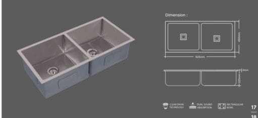 PVD HANDCRAFTED KITCHEN SINK 37X18X9 INCH - Image 2